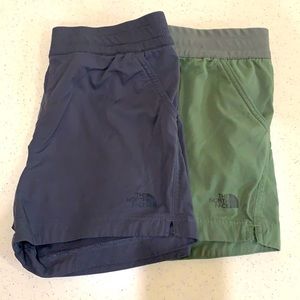 2 pair of girls Northface dry fit shorts
